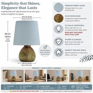 Handcrafted Wooden <b>Table</b> Lamp <b>Rustic</b> <b>Bedside</b> Floor Lamp Warm Light Home Decor Bedroom - Product Image 5