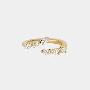 Diamond Open Wrap Bypass <b>Rings</b> 14K 18K Solid Gold Prong Set Pear Cut <b>Stacking</b> Minimalist Luxury Modern Fine Jewelry Wholesale - Product Image 1
