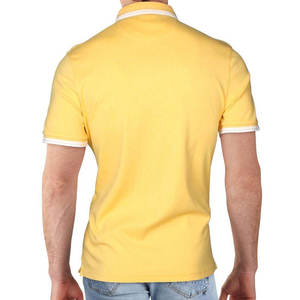 เสื้อโปโลแขนสั้นสีเบจสำหรับผู้ชายพร้อมปกและปลายแขนลายสีน้ำตาลผ้าฝ้ายอ็อกซ์ฟอร์ดระบายอากาศได้ดี - Product Image 2