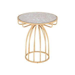 Table d'appoint élégante et moderne, nouveau design, meuble d'appoint stylé avec plateau en marbre, structure en métal et étagère de rangement - Product Image 4