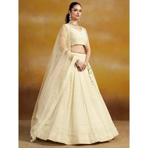 Charming Off-<b>White</b> Sequins Georgette Festive Lehenga Choli for Evening - Product Image 2