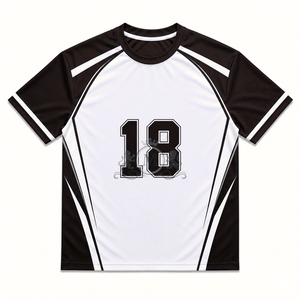 Maillot de football personnalisé bleu à manches courtes, numéro 18, col rond, polyester anti-humidité, toutes saisons, vêtements unisexes - Product Image 5