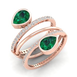 REYES Wholesale Factory Price 14K Solid Gold Moissanite <b>Ring</b> High Quality Emerald Gemstone Exclusive Designer Jewelry For Women - Product Image 5