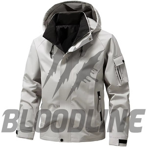 Veste imperméable vert lime avec imprimé éclair, design à capuche, vêtements d'extérieur pour homme, veste à manches longues pour l'hiver - Product Image 2