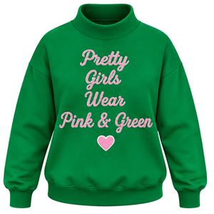 Sudadera Verde de Cuello Alto para Mujer, Personalizada con Estampado Gráfico de Hermandad, Cómoda, Informal, para Universidad y Antiguas Alumnas, Venta al Por Mayor - Product Image 1
