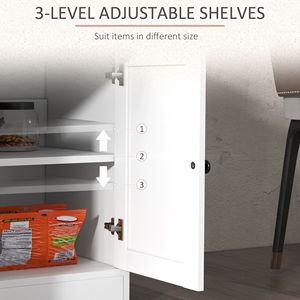 Credenza Stile Villa in Legno di Mango con 2 Cassetti, 4 Ante Scorrevoli, 2 Ripiani Regolabili, Finitura Bianca per Soggiorno - Product Image 5