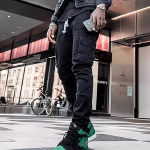 Men's Slim Fit Casual Denim Trousers Medium Wash Mid Rise Breathable Sporty Hip Hop Straight Micro-<b>elastic</b> Cargo <b>Jeans</b> Summer - Product Image 4