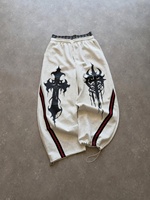 Pantalon de survêtement en molleton épais imprimé avec un motif personnalisé, pantalon large pour homme de haute qualité avec un motif gothique