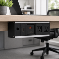 Prise de table encastrable 2 sorties en ABS avec chargement USB-C et RJ45 16A pour bureau, poste de travail et domicile