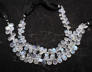Perles de pierre de lune arc-en-ciel naturelle blanche facettées en forme de poire 7x10 MM, pierres de lune en forme de poire briolette, 8 pouces, perles de pierres précieuses pour bijoux - Product Image 3