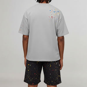 Ensemble court deux pièces tendance en jersey 100 % coton, personnalisé avec logo imprimé, coupe ample - Product Image 3