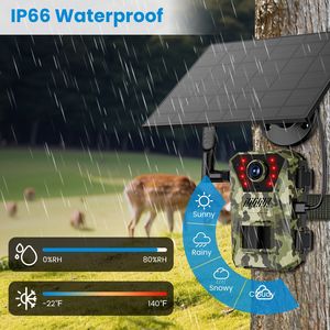 Fotocamera da Caccia Solare 4G 4K 30FPS Impermeabile IP66 per Esterni con Angolo di Visione di 140 Gradi, Attivazione a Movimento e Nessun Riflesso per Fauna Selvatica - Product Image 4