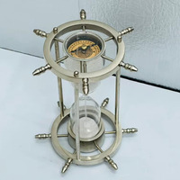 Sablier 3D en aluminium finition nickel de 6,5'' avec boussole double face et motif croix, pièce de table moulée tendance pour fête de remise des diplômes