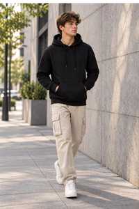 ONETEN APPARELS <b>Men's</b> Color Block Breathable Winter <b>Hoodie</b> Plus Size Cotton French Terry Pullover Sweatshirt - Product Image 5