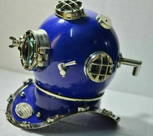 Casco de Buceo Antiguo de la Marina de los Estados Unidos, Modelo Mark V, Color Azul Real - Product Image 3