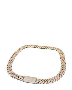 Hip Hop Iced Out 925 Plata Diamante Chapado en oro rosa Cadena de eslabones cubanos Cadena de dos tonos personalizada Última joyería Cadena de moissanita - Product Image 1