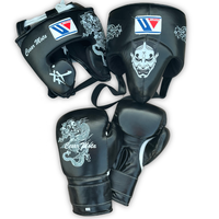 Özel Tasarım MMA Boks Seti Yüksek Kalite Hakiki Deri Nefes Alabilen Hızlı Kuruyan Bağcıklı Başlık Eldivenler Ejderha Desenli Yetişkin Kullanımı