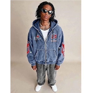 Sudadera con capucha y cremallera para hombre, estilo vintage, ligera, con estampado gráfico, estilo grunge, hip hop - Product Image 2