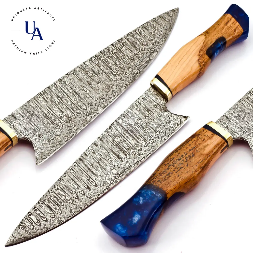 Best Quality Damascus Steel Kitchen Chef Knife Custom Handmade Chef Knife With Leather Cover 12" Chef Knife