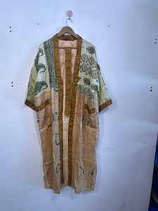 Robe Kimono en Soie Pure Patchwork Style Hippie Imprimé Floral Maxi Demoiselle d'honneur Confortable Douce et Respirante pour Femme Été Printemps - Product Image 3