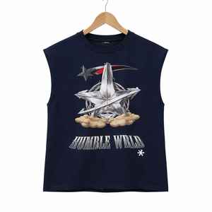 Chaleco informal para hombre, negro, lavado al ácido, extragrande, resistente, para fitness, cuello redondo, sin mangas, con estampado digital personalizado - Product Image 1