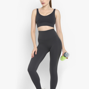 High Quality OEM Women's Yoga Sets 2-Piece Sleeveless Elastic Waist High Waist Breathable Anti-Shrink Spandex/Nylon Multi Color - Product Image 4