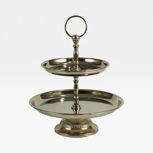 Soporte de pastel metálico dorado de 3 niveles con bordes festoneados, torre redonda para exhibir postres, para fiestas y decoración del hogar a un precio excelente. - Product Image 4