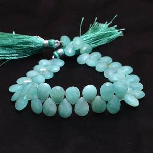Natural Amazonite Faceted Pear Shape Gemstone Briolette <b>Beads</b> Strand 7x10 MM Loose Blue Amazonite <b>Stone</b> <b>Beads</b> For Jewelry Making - Product Image 4