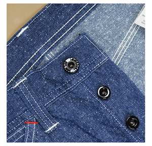 Jean en denim OEM coupe droite ample, délavé moyen, avec boutons, patchwork, ourlet selvedge, personnalisé, 15-20oz, automne hiver été - Product Image 2