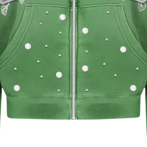 Customize Cherub Angel Graphic Pearl Beaded Studded Hood Durable Rhinestone <b>Hoodie</b> - Product Image 5