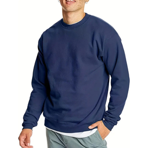 Men's High Quality Solid 100% Cotton Crew Neck Sweatshirt with Custom Logo Print Fleece Fabric Custom Colors - Product Image 1