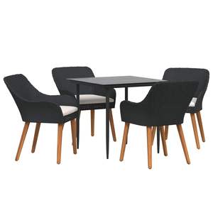 Ensemble de salle à manger de jardin en polyrotin noir 5 pièces avec coussins - Product Image 2