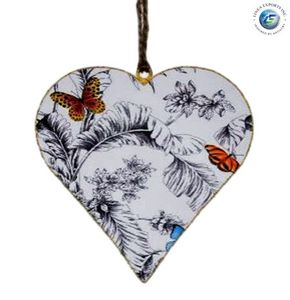 Pendentif en métal imprimé en forme de cœur, motif floral vert, décoration de Noël, artisanat moderne écologique, taille personnalisable - Product Image 4
