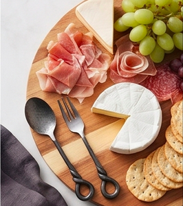 Ensemble de couverts vintage en métal avec manche torsadé, couteau, fourchette, cuillère, compatible lave-vaisselle, finition mate, couleur argentée, pour ustensiles de cuisine - Product Image 5