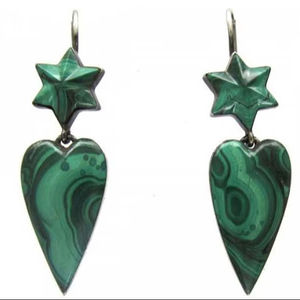 Boucles d'oreilles pendantes en pierre naturelle de malachite Dreamshow, unisexes, plaquées or, en alliage de zinc, vintage, pour anniversaire, fiançailles, bijoux - Product Image 1