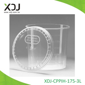 แก้วพลาสติกทรงกลม XDJ PP ขนาด 3 ลิตร พร้อมฝาปิด เกรดสำหรับอาหาร โปร่งแสง แช่เย็นหลังเปิด - Product Image 1