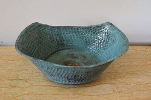 Fregadero de cobre, elemento decorativo llamativo, lavabo de cobre, pieza decorativa para interiores, punto focal de cobre para baño, centro de atención de cobre. - Product Image 4