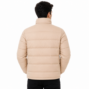 Blousons matelassés beiges pour hommes – Vente en gros – Hiver – Manches longues – Col montant – Fermeture éclair – Polyester – Fournisseur OEM ODM - Product Image 4