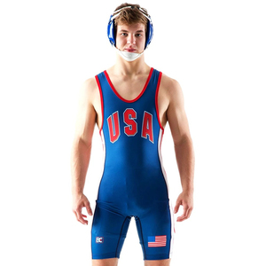 High Quality Wrestling <b>Singlets</b> Suit Boxing Triathlon Country USA Bodysuit Iron <b>Men</b> Swimwear Fitness - Product Image 6