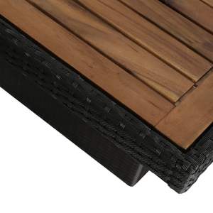 Set da pranzo da 7 pezzi in Poly Rattan nero con cuscini mobili da esterno - Product Image 6