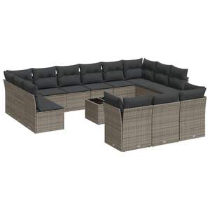 Set Divano da Giardino in Rattan PE Grigio Scuro e Vetro Temperato, Arredamento da Esterno Confortevole - Product Image 2