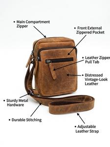 Sac bandoulière mini en cuir véritable Wriza Vintage pour homme – Sac à bandoulière décontracté de qualité supérieure, petit sac de voyage de créateur - Product Image 2