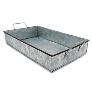 Grey Metal Galvanized Oval Decorative <b>Tray</b> With Rust Handles Farmhouse Serving Platter Set Of 3 <b>Trays</b> <b>For</b> Home <b>Decor</b> & Events - Product Image 6