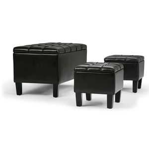 Dover 3-Piece Brown Tanners <b>Storage</b> Ottoman Set Elegant <b>Stools</b> & Ottomans - Product Image 4