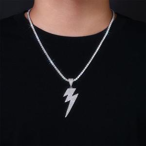 Collar con Colgante de Moissanita en Plata 925 con Baño de Rodio, Estilo Hiphop, Micro Pavé, Unisex, para Fiestas - Product Image 1