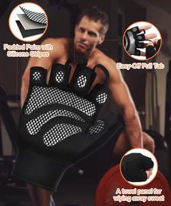 Guantes con Soporte Extendido para Muñeca, Guantes de Gimnasio Acolchados de Silicona de Alto Agarre, Guantes de Entrenamiento sin Dedos para Dominadas y Levantamiento de Pesas - Product Image 5
