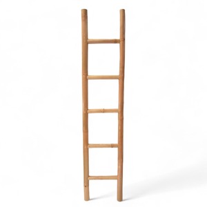 A <b>Rustic</b> Ecofriendly Bamboo Ladder Bathroom Towel Rack Factory Price Scarf Hanging Ladder for <b>Bed</b> Room Decor - Product Image 2