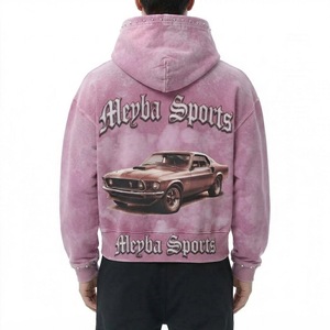 Vintage Car Graphic Digital Zip Hoodie <b>Jacket</b> <b>Gothic</b> Typography Washed Finish Rhinestone Hood Details Casual Urban Street 100% - Product Image 5