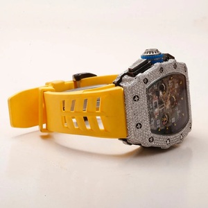 Reloj de Lujo con Diamantes, Estilo Hip Hop, de Alta Calidad, Automático, Mecánico, Esqueleto, con Cronógrafo Flyback, Esfera con Fecha Grande, 20 mm - Product Image 3