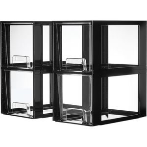 4 Pack Black Acrylic <b>Storage</b> <b>Drawers</b> Large Stackable Undersink Organizers for Bathroom Closet Easy Assembly <b>Plastic</b> B - Product Image 1